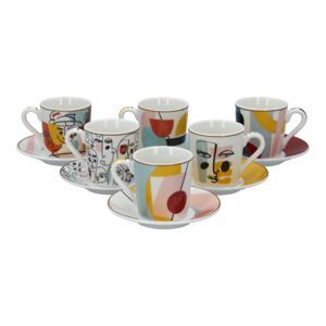 EasyLife 12-Piece Modernism Coffee Cup and Saucer Set EasyLife 12-Piece Modernism Coffee Cup and Saucer Set